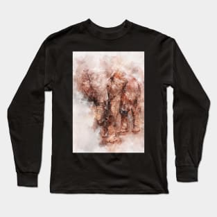 Walking elephant, watercolour painting Long Sleeve T-Shirt